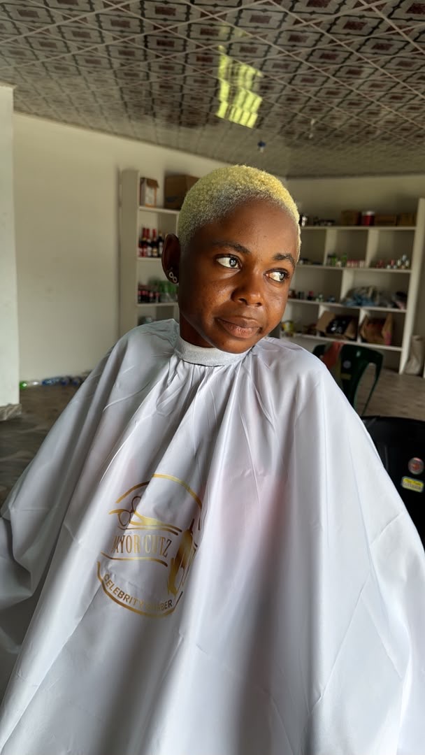 Ladies blonde buzz cut